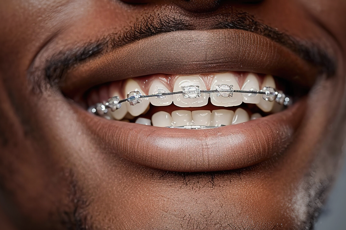 image of a patient's wearing ceramic braces
